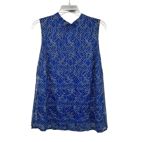 Sunday in Brooklyn Tops - Sunday in Brooklyn Anthropologie Embroidered Top Sleeveless Blue/Gold Size Large